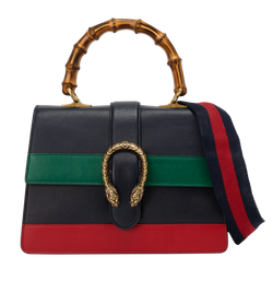 Bamboo Dionysus Top Handle, Leather, Blue, 525040, S, 2*